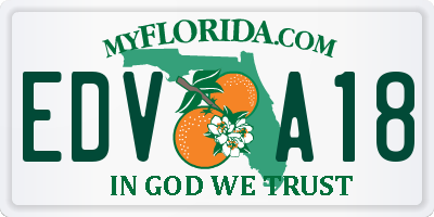 FL license plate EDVA18