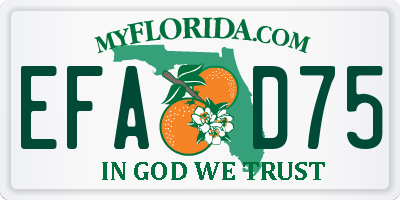 FL license plate EFAD75