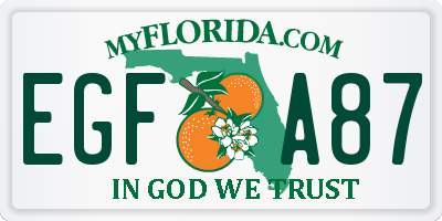 FL license plate EGFA87