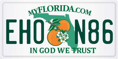 FL license plate EHON86