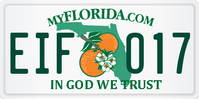 FL license plate EIFO17
