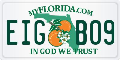 FL license plate EIGB09