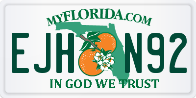 FL license plate EJHN92