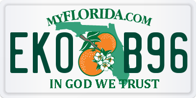 FL license plate EKOB96