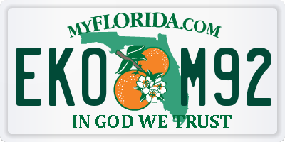 FL license plate EKOM92