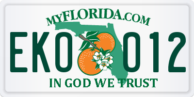 FL license plate EKOO12