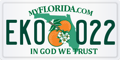 FL license plate EKOO22