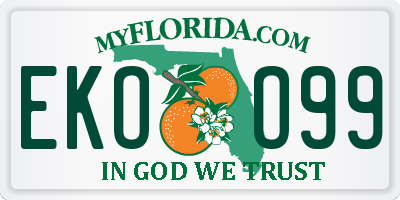 FL license plate EKOO99