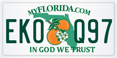 FL license plate EKOQ97