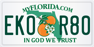FL license plate EKOR80