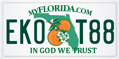 FL license plate EKOT88