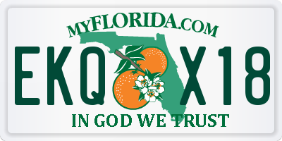 FL license plate EKQX18