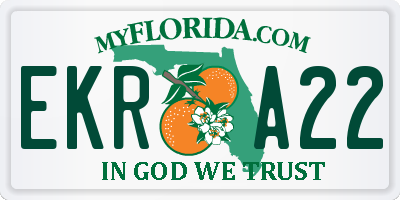 FL license plate EKRA22