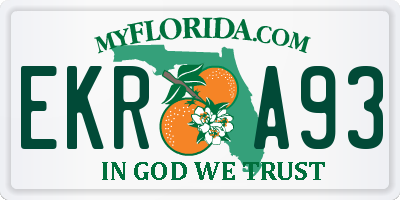 FL license plate EKRA93