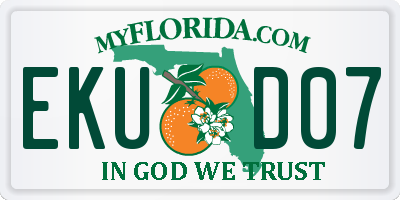 FL license plate EKUD07