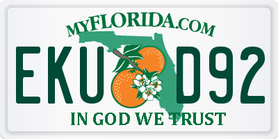 FL license plate EKUD92