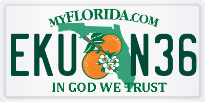 FL license plate EKUN36