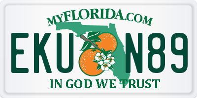 FL license plate EKUN89