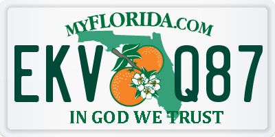 FL license plate EKVQ87