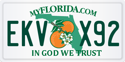 FL license plate EKVX92