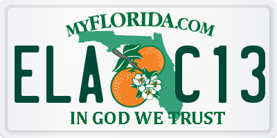 FL license plate ELAC13