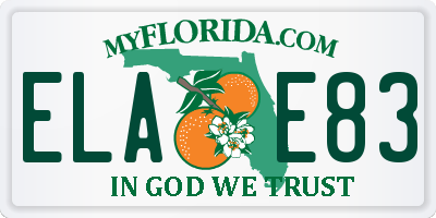 FL license plate ELAE83