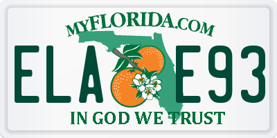 FL license plate ELAE93