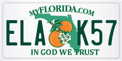 FL license plate ELAK57