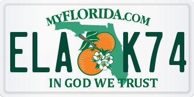 FL license plate ELAK74