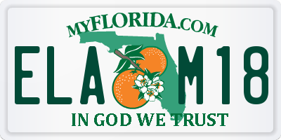 FL license plate ELAM18