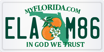 FL license plate ELAM86