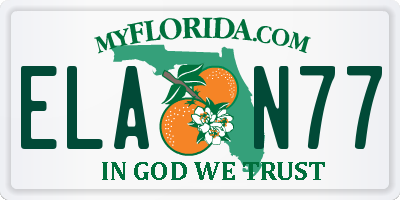 FL license plate ELAN77