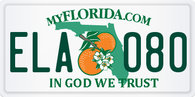 FL license plate ELAO80