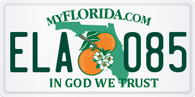 FL license plate ELAO85