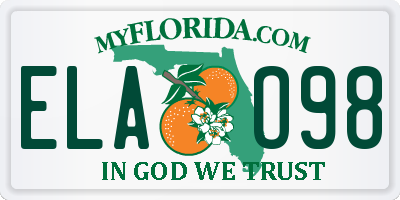 FL license plate ELAO98