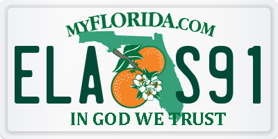FL license plate ELAS91
