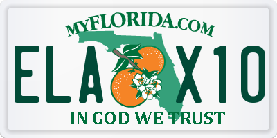 FL license plate ELAX10