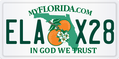 FL license plate ELAX28