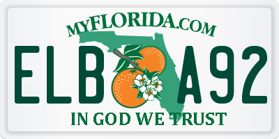 FL license plate ELBA92