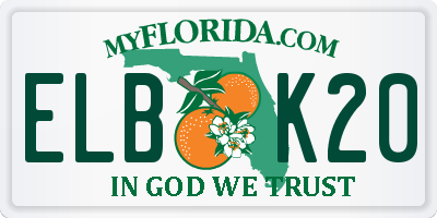 FL license plate ELBK20
