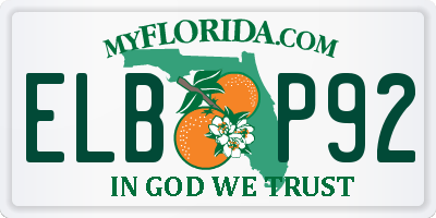 FL license plate ELBP92