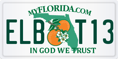 FL license plate ELBT13