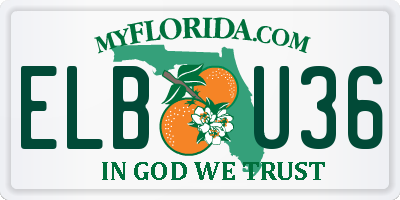 FL license plate ELBU36