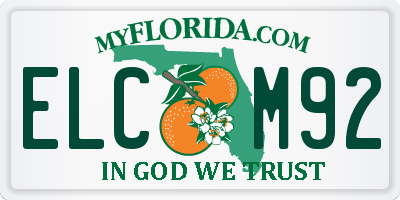 FL license plate ELCM92