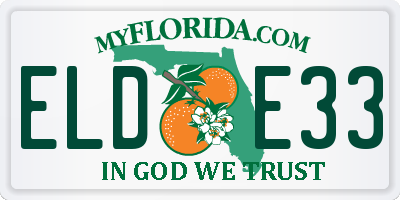 FL license plate ELDE33