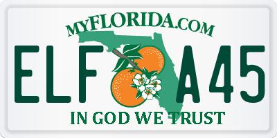 FL license plate ELFA45