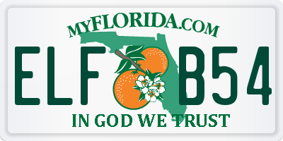 FL license plate ELFB54