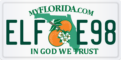 FL license plate ELFE98