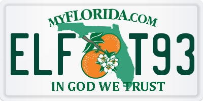 FL license plate ELFT93