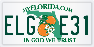 FL license plate ELGE31